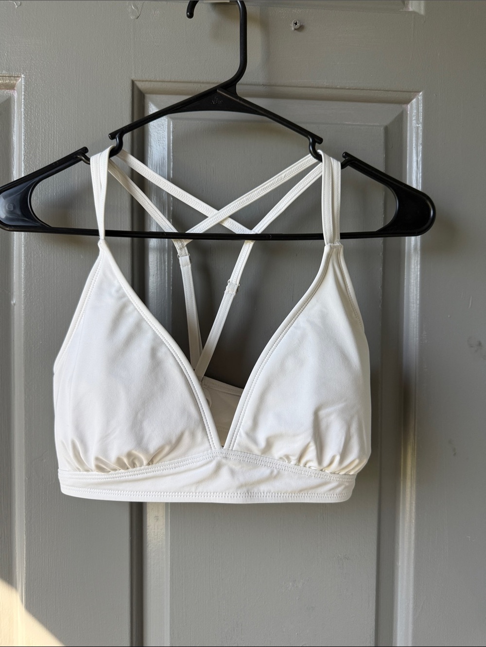 White Strappy Wireless Triangle Bralette - Women Intimates